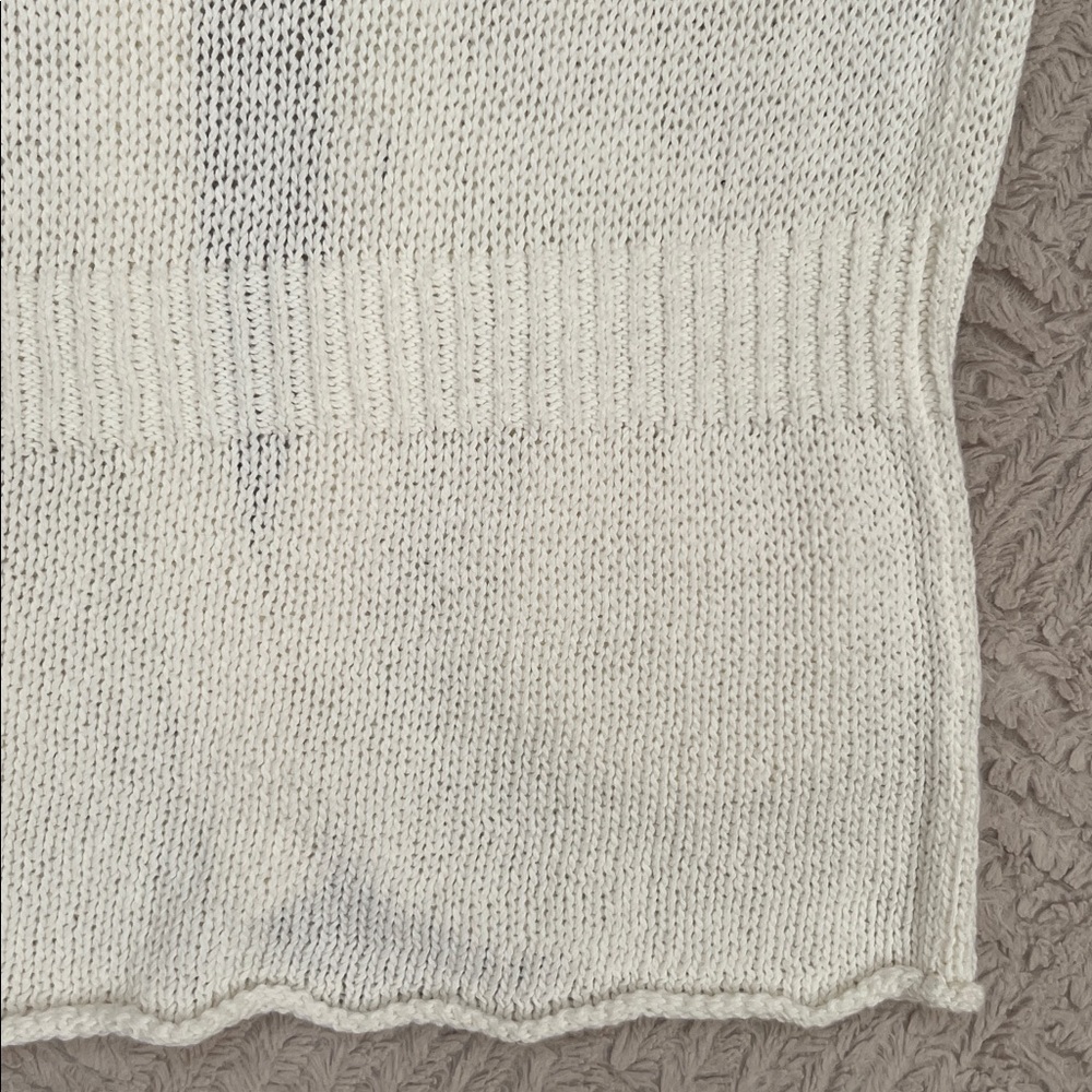 White Short Sleeve Cardigan cotton linen blend Size Medium, New - Picture 14 of 16